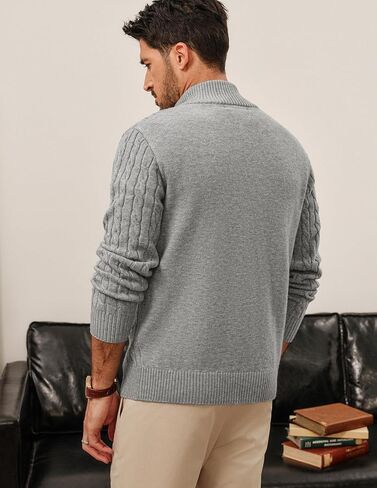 PJ PAUL JONES Mens Cardigan Sweater Button Up Stand Collar Sweater Knit Textured Sweaters in Kuwait