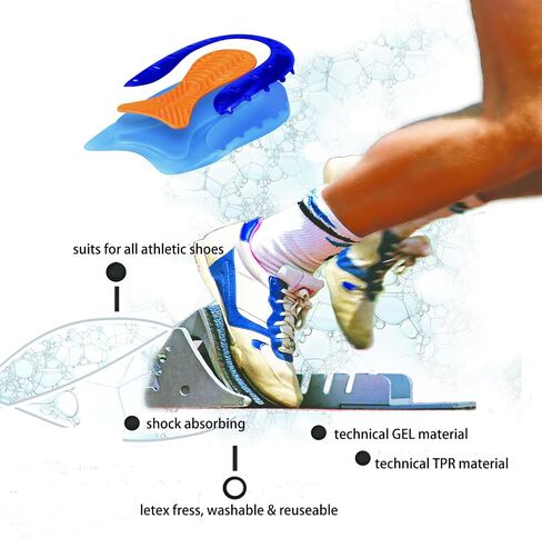 Heel Cushions Cups Shoe Inserts Foot Pain Relief Insoles Shock Absorbing Gel Pads for Men & Women Plantar Fasciitis Heel Insoles in Saudi Arabia