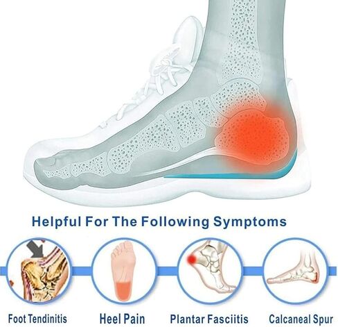Heel Cushions Cups Shoe Inserts Foot Pain Relief Insoles Shock Absorbing Gel Pads for Men & Women Plantar Fasciitis Heel Insoles in Saudi Arabia