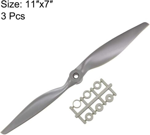 uxcell RC Propellers CW 11x5.5 Inch 2-Vane for Airplane Nylon Gray 3Pcs with Adapter Rings in Saudi Arabia