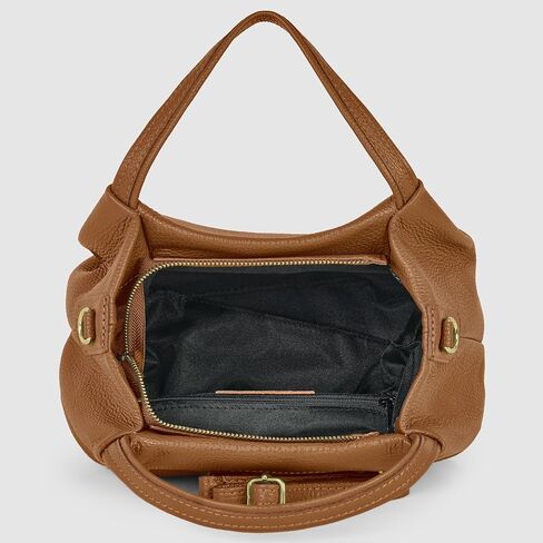 Italian Calfskin Top-Handle Bag for Women with Zipper & Detachable Strap | Small Shoulder Handbag Crossbody Purse in Kuwait