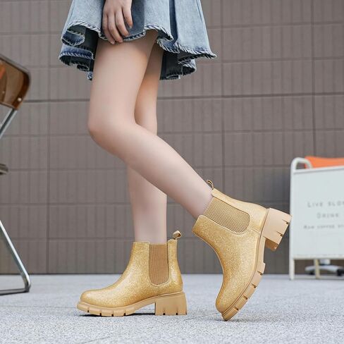 Dufannie Girls Ankle Boots Kids Chelsea Booties Slip on Lug Sole Low Heel Fall Boot for Little Big Kid in Kuwait