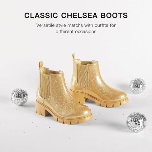 Dufannie Girls Ankle Boots Kids Chelsea Booties Slip on Lug Sole Low Heel Fall Boot for Little Big Kid in Kuwait