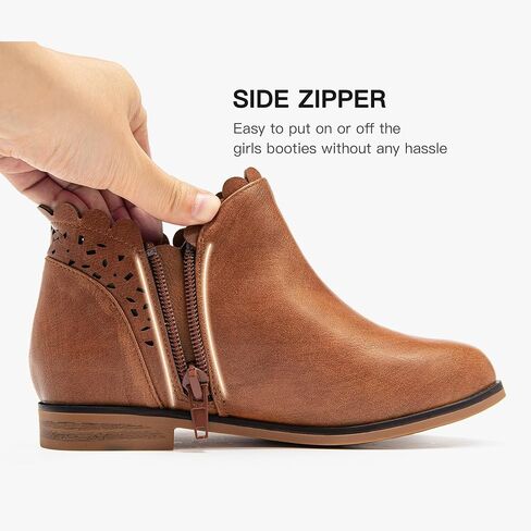 Dufannie Girls Onkle Boots Bow Kids Dress Buties Low Heel Side Side Slip on Fashion Flugled Fall Boot for Toddler Little Big Kid in Kuwait