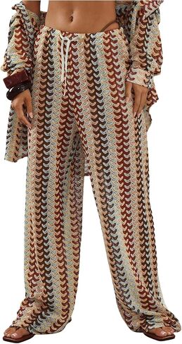 Gorglitter Women's Crochet Western Pants مخططة منخفضة رعاة البقر المهرجان in Saudi Arabia