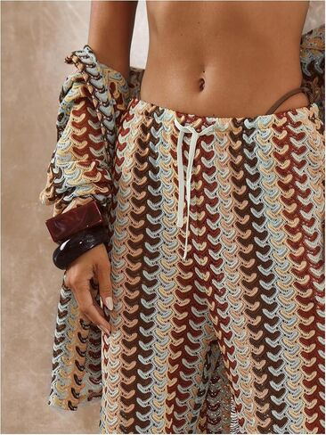 Gorglitter Women's Crochet Western Pants مخططة منخفضة رعاة البقر المهرجان in Saudi Arabia