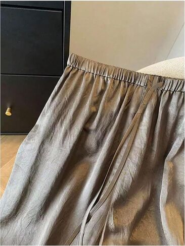 Floerns Women's Satin Straight Leg Pants Elastic Waist Loungewear Party Trousers in Saudi Arabia