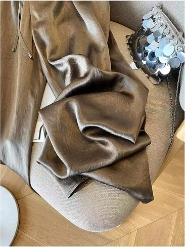 Floerns Women's Satin Straight Leg Pants Elastic Waist Loungewear Party Trousers in Saudi Arabia