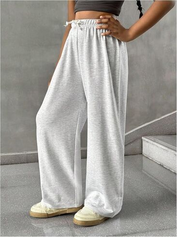 SOLY HUX Girl's Baggy Sweatpants Drawstring Elastic Waist Wide Leg Casual Long Pants in Saudi Arabia