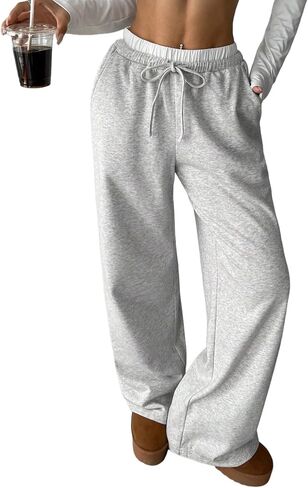 QJQ Girls Wide Leg Elastic High Waisted Pants Baggy Track Pants Sweatpants Trousers Casual Streetwear Ages 8-12 in Saudi Arabia