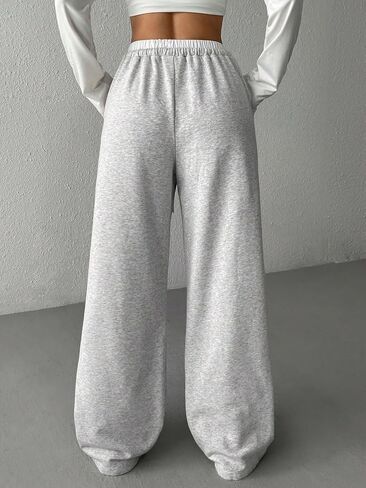 QJQ Girls Wide Leg Elastic High Waisted Pants Baggy Track Pants Sweatpants Trousers Casual Streetwear Ages 8-12 in Saudi Arabia