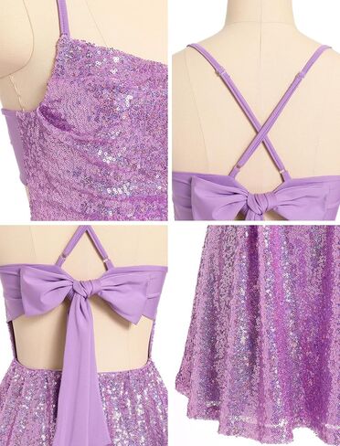 ODIZLI Women's Sexy Sparkle Sequins Glitters Tie Back Ruffle Mini Dress Homecoming Prom Dress in Saudi Arabia
