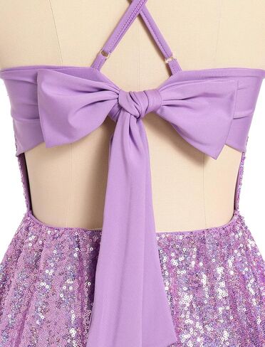 ODIZLI Women's Sexy Sparkle Sequins Glitters Tie Back Ruffle Mini Dress Homecoming Prom Dress in Saudi Arabia