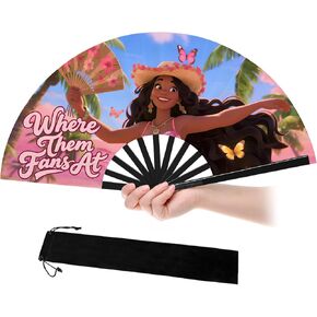 13" Line Dance Popping Fan for Dance, Where Them Fans at Clack, Folding,Boots On The Ground Hand Large Festival Folding Fan for Women, Party, Decoration (B) in Saudi Arabia