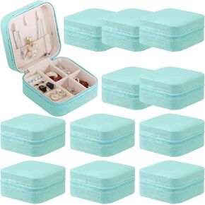 12 PCS Travel Jewelry Cases, Small Zippered PU Leather Box for Earrings, Necklaces, Rings, Portable Organizer with Dividers and Hooks for Home Travel Bridesmaid Jewelry Storage in Kuwait