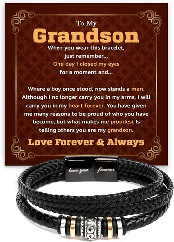 To My Grandson Bracelet From Mom Grandma, Handmade Braided Rope Bracelet Gift for Grandson From Grandparents, Valentines Birthday Graduation Day Christmas Gifts for Teenage in Saudi Arabia