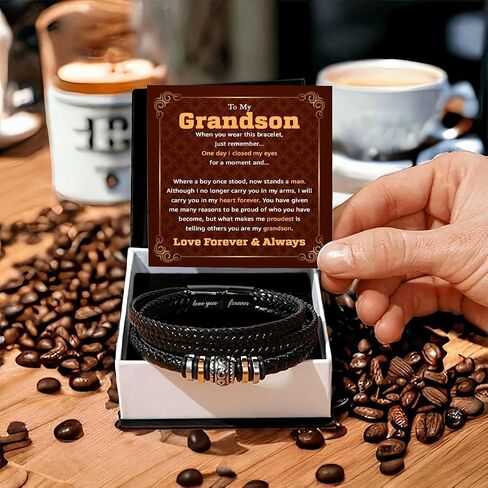 To My Grandson Bracelet From Mom Grandma, Handmade Braided Rope Bracelet Gift for Grandson From Grandparents, Valentines Birthday Graduation Day Christmas Gifts for Teenage in Saudi Arabia