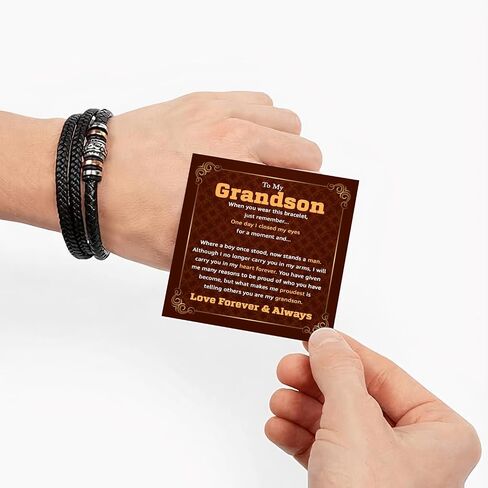 To My Grandson Bracelet From Mom Grandma, Handmade Braided Rope Bracelet Gift for Grandson From Grandparents, Valentines Birthday Graduation Day Christmas Gifts for Teenage in Saudi Arabia