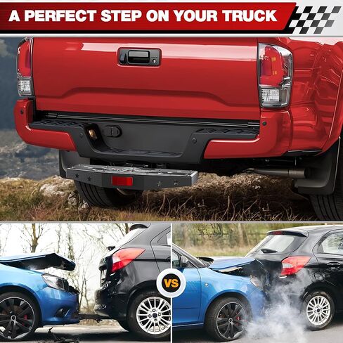 وصلة ربط طويلة من LONGSUN تناسب جهاز استقبال وصلة ربط مقاس 2 بوصة، خطوة وصلة سحب سوداء مزخرفة، واقي ممتص الصدمات من الفولاذ القوي مع قفل دبوس، أقصى حمل يصل إلى 350 رطلًا in Kuwait