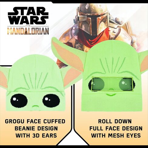 حرب النجوم الأولاد 'The Mandalorian Grogu Men's Men Flip أسفل قبعة ، قبعة مع شعار ، أخضر in Saudi Arabia