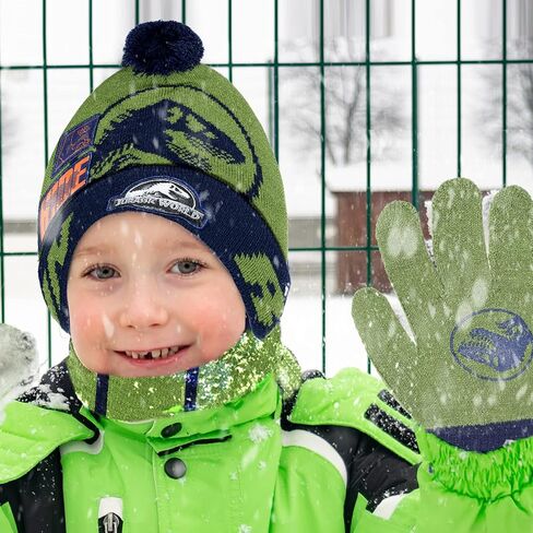 Jurassic World Kids Winter Hat Dloves و Snow Gloves for Boys وضعوا إكسسوارات دافئة وناعمة كلاسيكية T-Rex in Saudi Arabia
