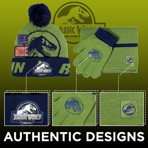 Jurassic World Kids Winter Hat Dloves و Snow Gloves for Boys وضعوا إكسسوارات دافئة وناعمة كلاسيكية T-Rex in Saudi Arabia