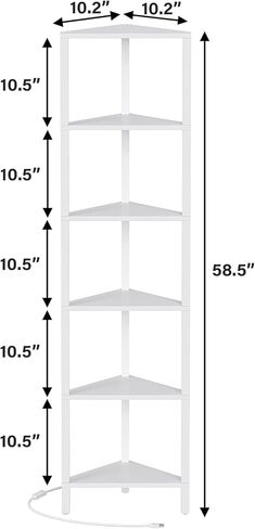 TUTOTAK 6-Tier Corner Bookshelf with LED Light,Corner Shelf for Small Space, Narrow Display Corner Shelf Stand with Storage Rack, for Living Room, Bedroom, Pure White V1BS05BW006L in Saudi Arabia