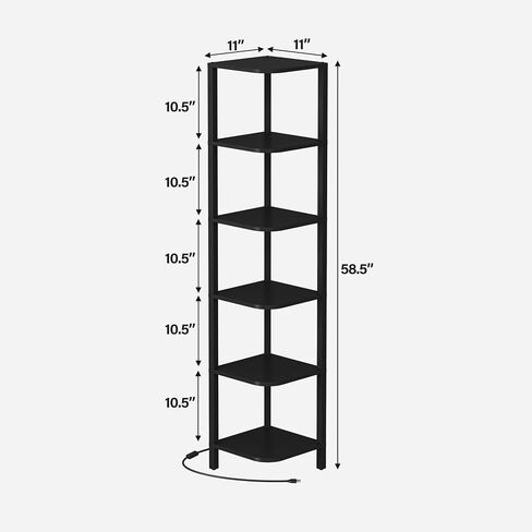TUTOTAK 6-Tier Corner Bookshelf with LED Light,Corner Shelf for Small Space, Narrow Display Corner Shelf Stand with Storage Rack, for Living Room, Bedroom, Pure White V1BS05BW006L in Saudi Arabia