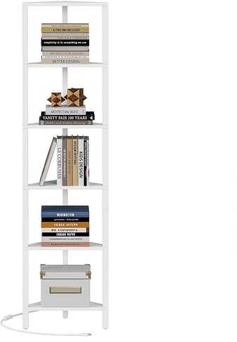 TUTOTAK 6-Tier Corner Bookshelf with LED Light,Corner Shelf for Small Space, Narrow Display Corner Shelf Stand with Storage Rack, for Living Room, Bedroom, Pure White V1BS05BW006L in Saudi Arabia
