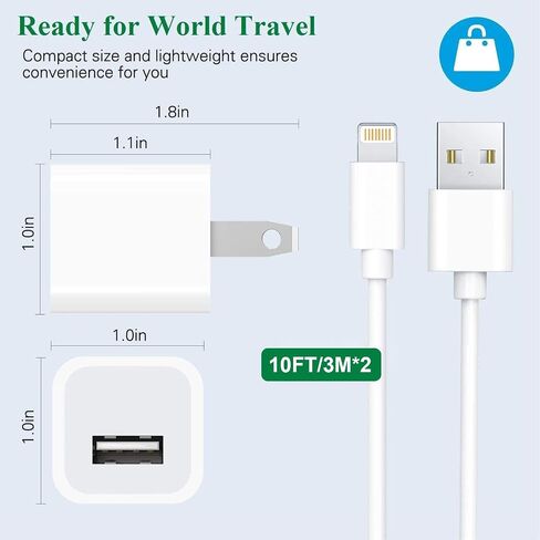 iPhone Charger 3.3FT,USB Charger for iPhone [MFi Certified] 2Pack USB Wall Charger Travel Block Adapter with 3.3FT USB to Lightning Fast Charging Data Sync Cable for iPhone 14/13/12/11/X/8/7/XR/XS Max in Saudi Arabia