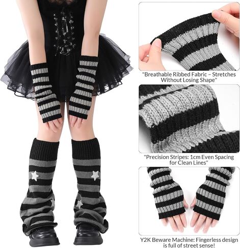 Jspupifip Y2K Leg Warmers for Women, Star Arm Warmers Streetwear Leg Cover Retro Stretchy Dance Accessories in Kuwait