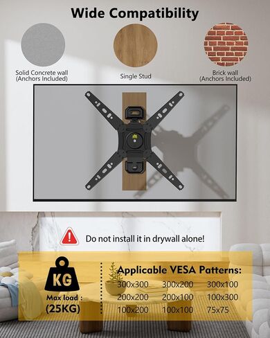 FORGING MOUNT Long Arm TV Wall Mount for Most 26-60 Inch Flat Curved TVs, 25.6inch Full Motion Extension Articulating Arms, Swivel, Tilt TV Bracket Corner TV Mount Fits Max VESA 400x400mm up to 77lbs in Saudi Arabia