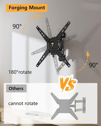 FORGING MOUNT Long Arm TV Wall Mount for Most 26-60 Inch Flat Curved TVs, 25.6inch Full Motion Extension Articulating Arms, Swivel, Tilt TV Bracket Corner TV Mount Fits Max VESA 400x400mm up to 77lbs in Saudi Arabia
