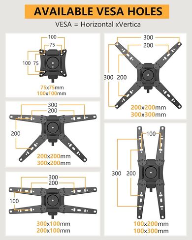 FORGING MOUNT Long Arm TV Wall Mount for Most 26-60 Inch Flat Curved TVs, 25.6inch Full Motion Extension Articulating Arms, Swivel, Tilt TV Bracket Corner TV Mount Fits Max VESA 400x400mm up to 77lbs in Saudi Arabia
