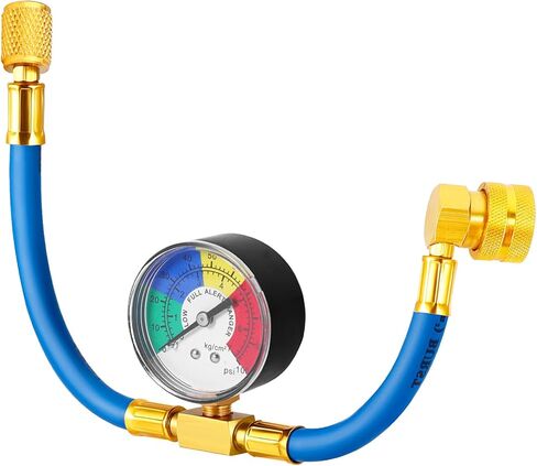 Aozbz R134A AC خرطوم شحنة المبردات ، أطول 80 سم/31 بوصة AUTO CAR AC AC RESTHARGE KIT مع مقياس الضغط 1/2 ACME CAN ENTER TAP صمام التخلص in Kuwait