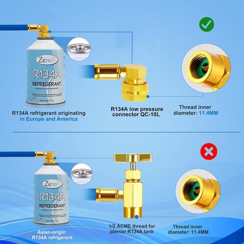 Aozbz R134A AC خرطوم شحنة المبردات ، أطول 80 سم/31 بوصة AUTO CAR AC AC RESTHARGE KIT مع مقياس الضغط 1/2 ACME CAN ENTER TAP صمام التخلص in Kuwait