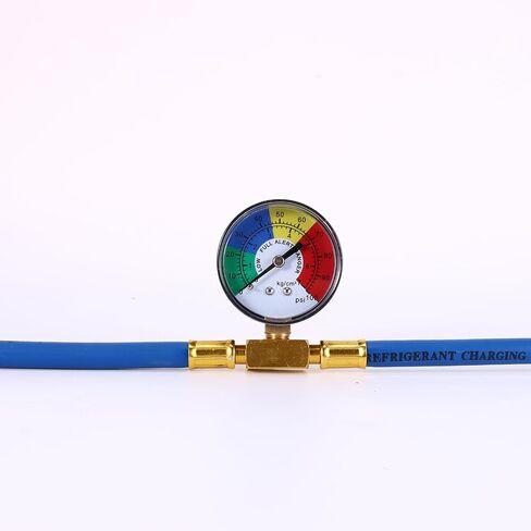 Aozbz R134A AC خرطوم شحنة المبردات ، أطول 80 سم/31 بوصة AUTO CAR AC AC RESTHARGE KIT مع مقياس الضغط 1/2 ACME CAN ENTER TAP صمام التخلص in Kuwait