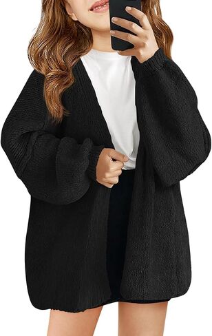 فتيات هالومونينغ الفتيات الضخم سيارديجان سيفرات الأطفال أزياء مفتوحة جبهة طويلة الأكمام سترة متماسكة من 5 إلى 14 سنة in Kuwait