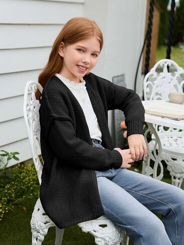 فتيات هالومونينغ الفتيات الضخم سيارديجان سيفرات الأطفال أزياء مفتوحة جبهة طويلة الأكمام سترة متماسكة من 5 إلى 14 سنة in Kuwait