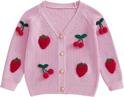 Toddler Girl Sweater Strawberry Cardigan Knit Sweater Girl Fall Winter Clothes Kawaii Sweater Cute Tops in Saudi Arabia