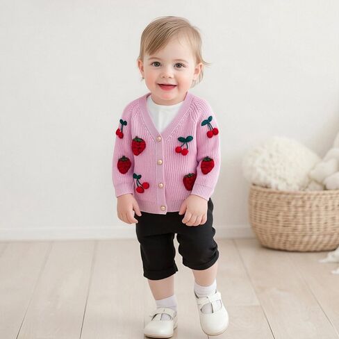 Toddler Girl Sweater Strawberry Cardigan Knit Sweater Girl Fall Winter Clothes Kawaii Sweater Cute Tops in Saudi Arabia