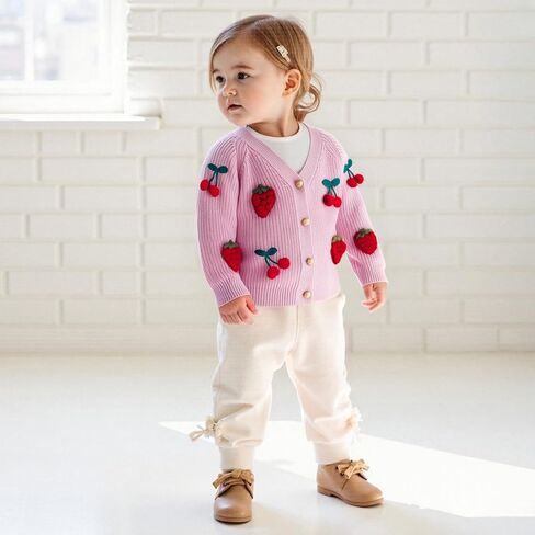 Toddler Girl Sweater Strawberry Cardigan Knit Sweater Girl Fall Winter Clothes Kawaii Sweater Cute Tops in Saudi Arabia