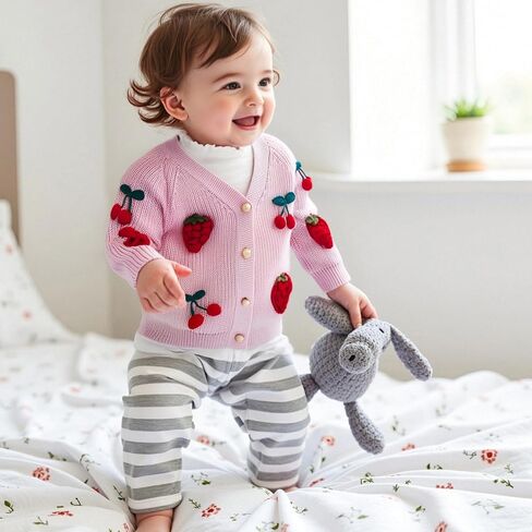 Toddler Girl Sweater Strawberry Cardigan Knit Sweater Girl Fall Winter Clothes Kawaii Sweater Cute Tops in Saudi Arabia