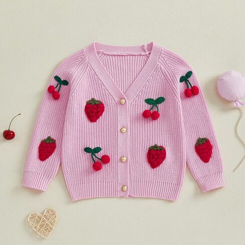 Toddler Girl Sweater Strawberry Cardigan Knit Sweater Girl Fall Winter Clothes Kawaii Sweater Cute Tops in Saudi Arabia