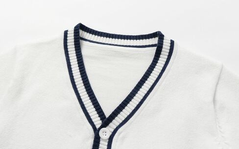 Boys Girls School Uniform Cardigan Sweater v Neck Button Cotton Cetton Cardigans مع اثنين من الجيوب 4-14y in Kuwait