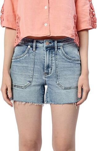 DEAR JOHN Ivy Women's Shorts Classic High-Rise Casual Trendy Raw Edge Hem Dressy Trendy Lounge Wear Short in Saudi Arabia