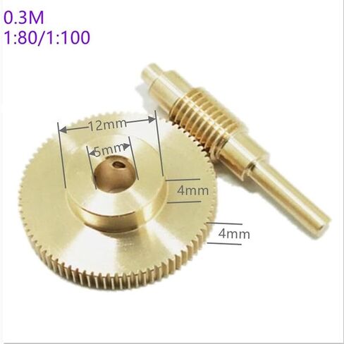Miter Transmission 1PCS Turbo Worm Worm Gear مخفض 0.3 الوحدة 80T 100T مخفض الوردي الدقيق 1:80 1: 100 Ration Gimbal anterucer mechanical (100 teath+5mm worm rod) in Saudi Arabia