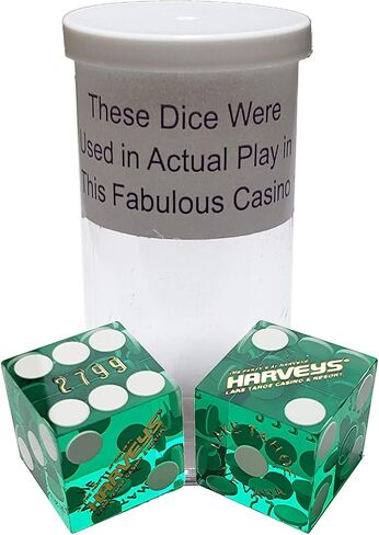 Cyber-Deals Wide Selection of 19mm Craps Dice Pairs - Authentic Las Vegas Casino Table-Played (Harvey's (Lake Tahoe) - Red Polished, Non-Matching) in Saudi Arabia