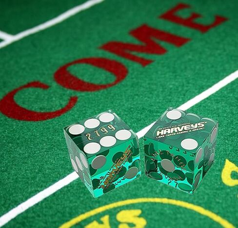 Cyber-Deals Wide Selection of 19mm Craps Dice Pairs - Authentic Las Vegas Casino Table-Played (Harvey's (Lake Tahoe) - Red Polished, Non-Matching) in Saudi Arabia
