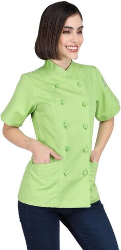 Ladies Chef Jacket – Short Sleeve Coat with Knotted Buttons | Stylish, Durable & Professional Culinary Uniform for Women in Saudi Arabia